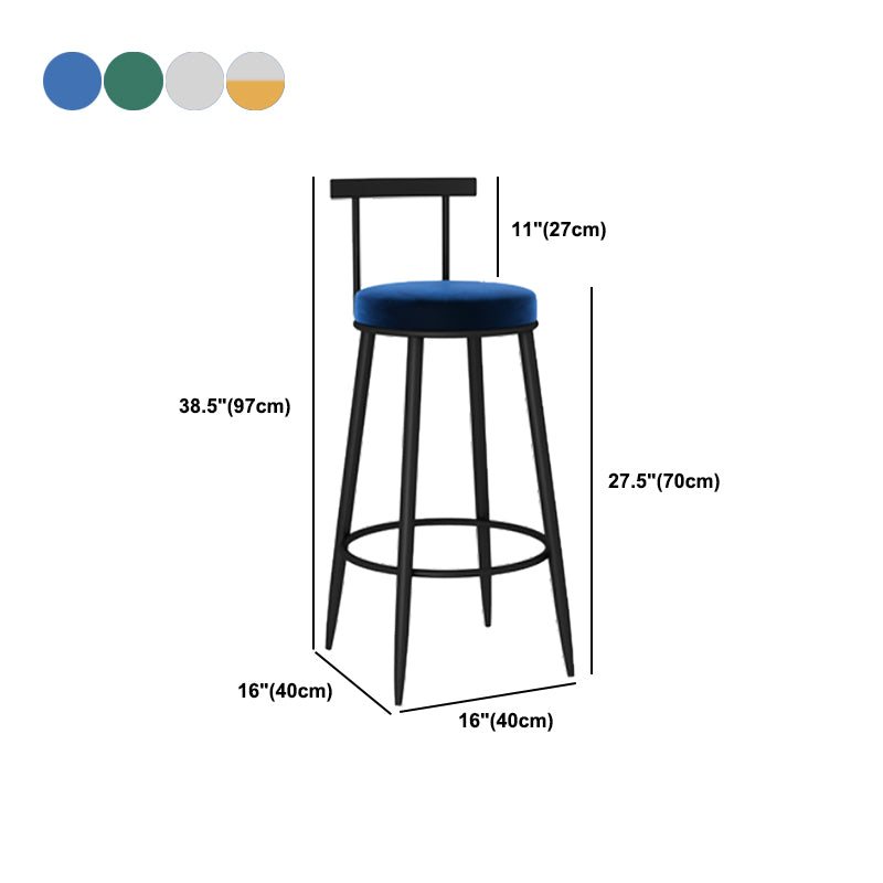 Round Seat Upholstered Counter Stool Industrial  Armless Bar Chai