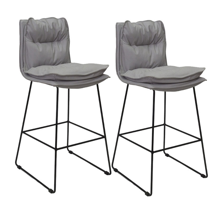 Modern Coffee Shop Footrest Stool Matte Finish Leather Barstool