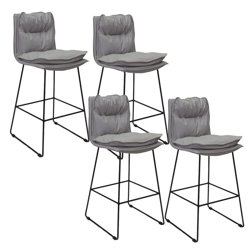 Modern Coffee Shop Footrest Stool Matte Finish Leather Barstool