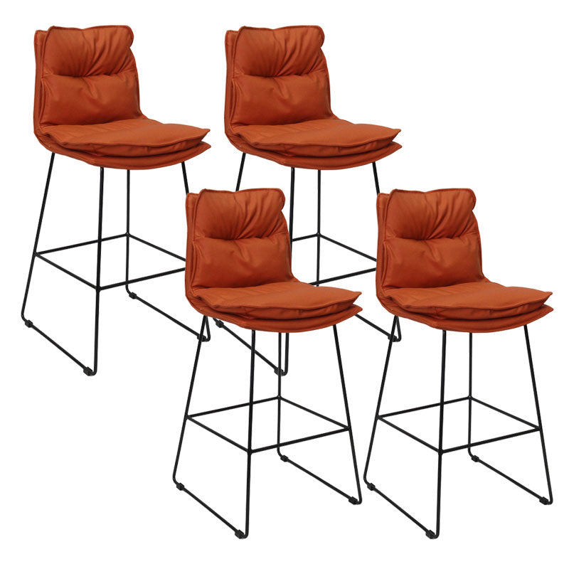 Modern Coffee Shop Footrest Stool Matte Finish Leather Barstool