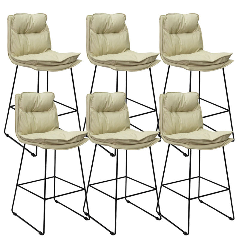 Modern Coffee Shop Footrest Stool Matte Finish Leather Barstool