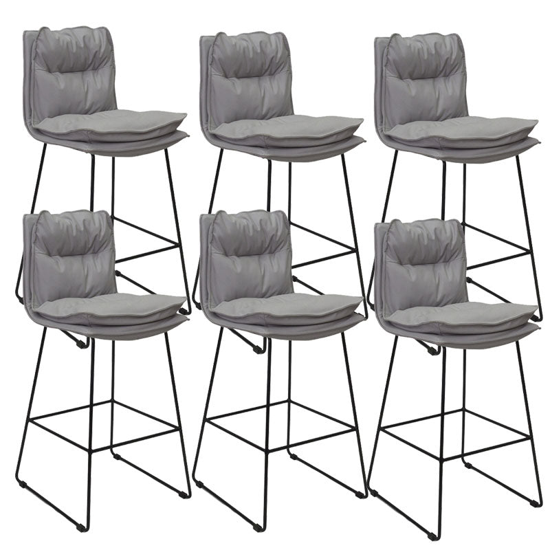 Modern Coffee Shop Footrest Stool Matte Finish Leather Barstool