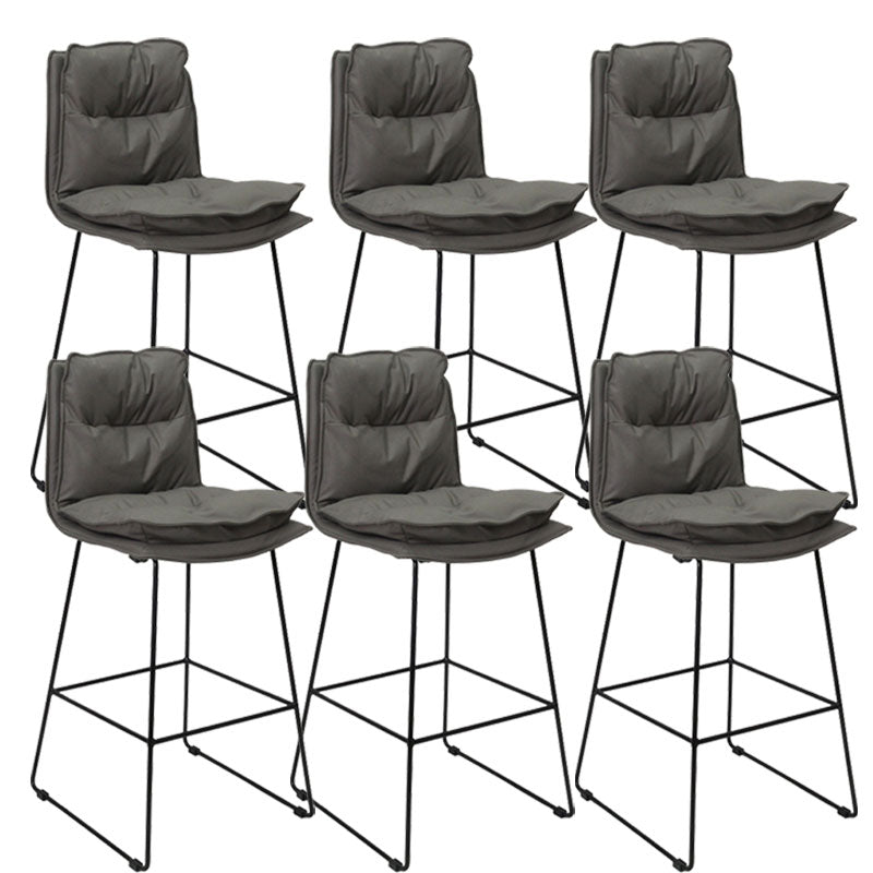 Modern Coffee Shop Footrest Stool Matte Finish Leather Barstool