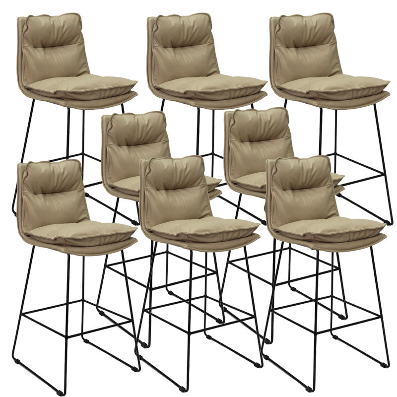 Modern Coffee Shop Footrest Stool Matte Finish Leather Barstool