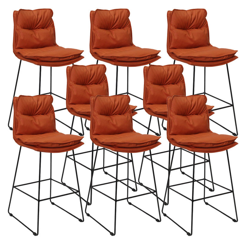 Modern Coffee Shop Footrest Stool Matte Finish Leather Barstool