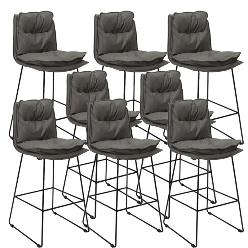 Modern Coffee Shop Footrest Stool Matte Finish Leather Barstool