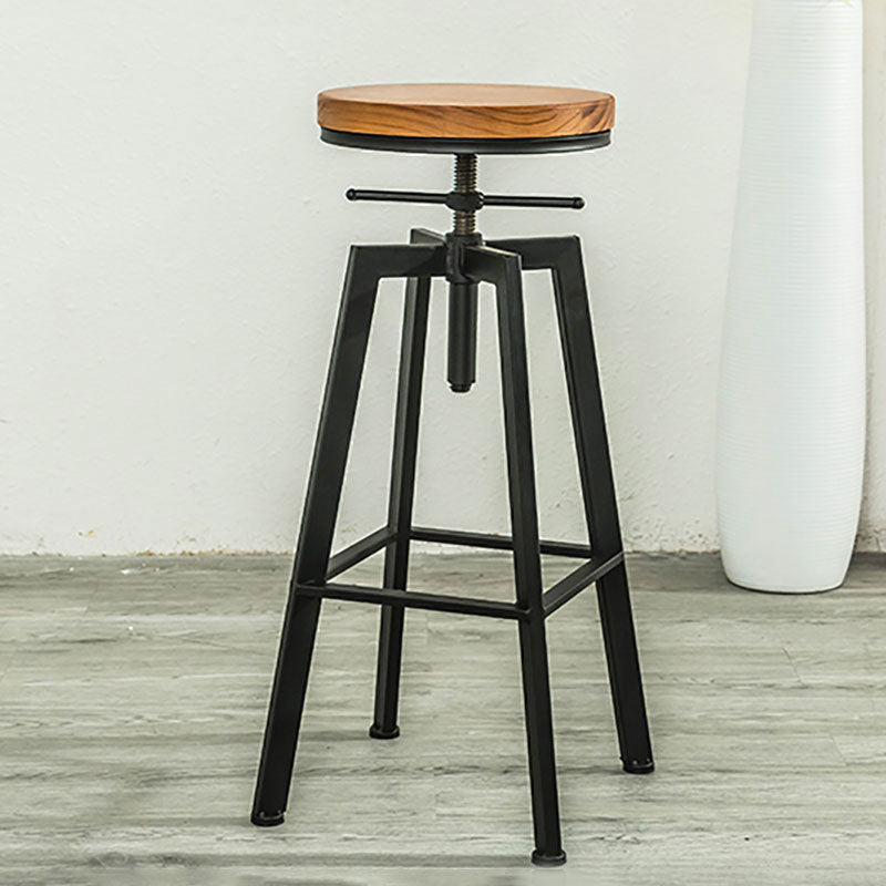 Armless Rotatable Bar Chair Modern Round Seat Bar Stool with Metal Footrest