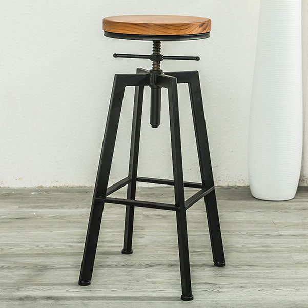 Armless Rotatable Bar Chair Modern Round Seat Bar Stool with Metal Footrest
