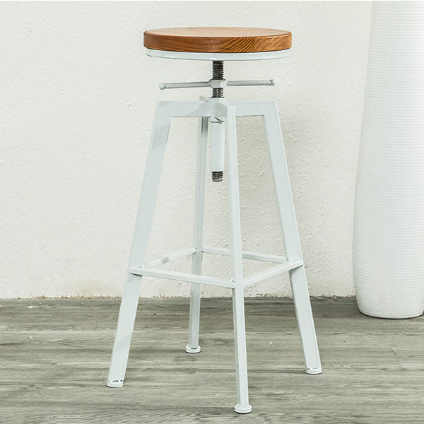 Armless Rotatable Bar Chair Modern Round Seat Bar Stool with Metal Footrest