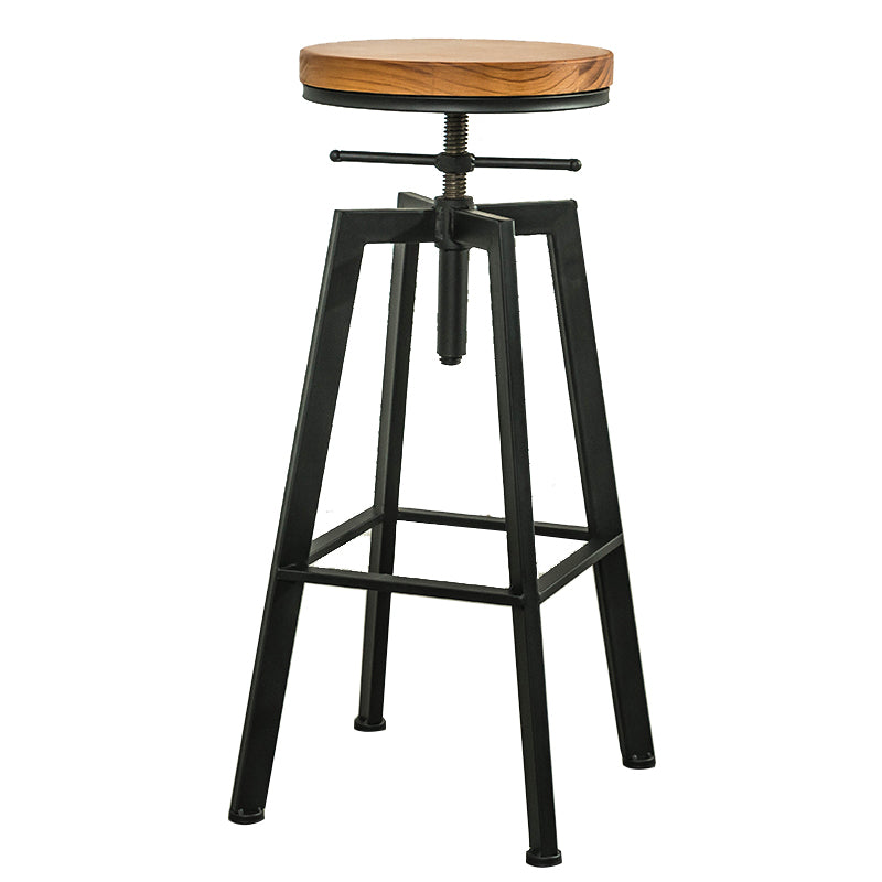 Armless Rotatable Bar Chair Modern Round Seat Bar Stool with Metal Footrest