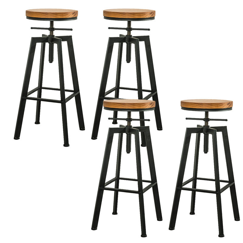 Armless Rotatable Bar Chair Modern Round Seat Bar Stool with Metal Footrest