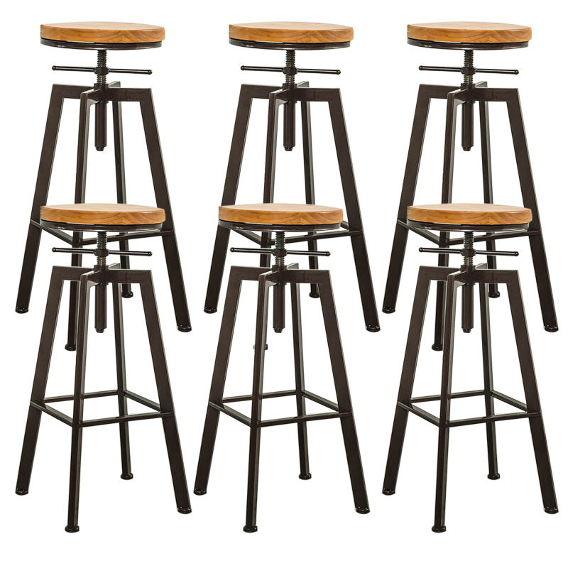 Armless Rotatable Bar Chair Modern Round Seat Bar Stool with Metal Footrest