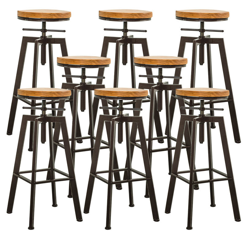 Armless Rotatable Bar Chair Modern Round Seat Bar Stool with Metal Footrest