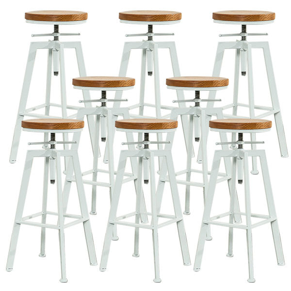 Armless Rotatable Bar Chair Modern Round Seat Bar Stool with Metal Footrest