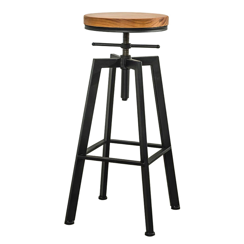 Round Seat Armless Bar Stool Modern Metal Legs Rotatable Bar Chair