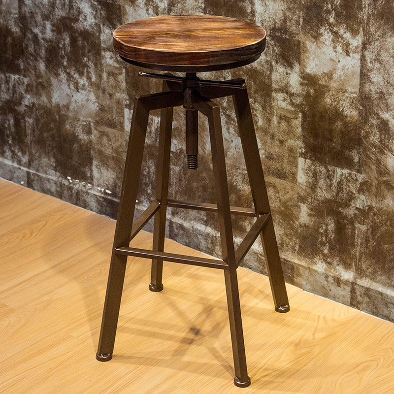 Round Seat Armless Bar Stool Modern Metal Legs Rotatable Bar Chair