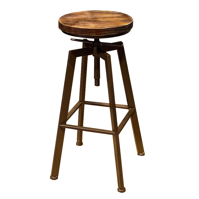 Round Seat Armless Bar Stool Modern Metal Legs Rotatable Bar Chair