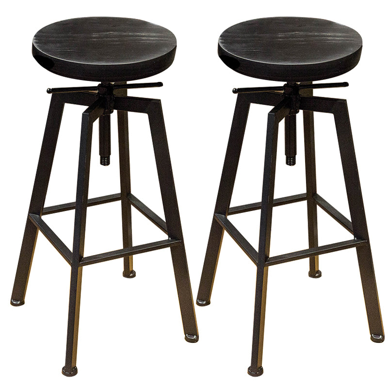 Round Seat Armless Bar Stool Modern Metal Legs Rotatable Bar Chair