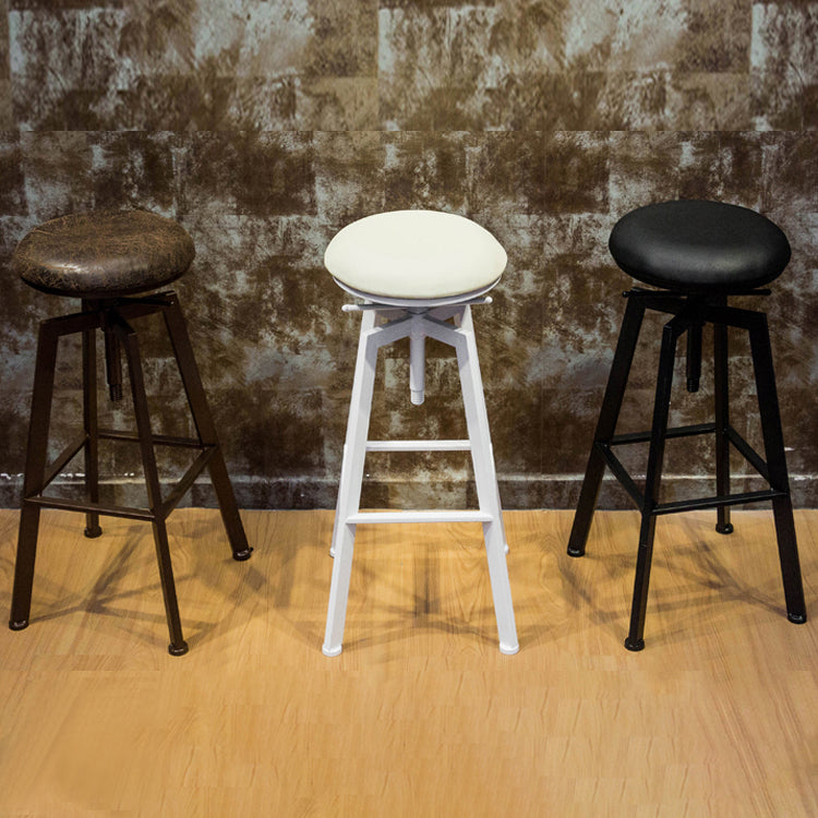 Round Seat Armless Bar Stool Modern Metal Legs Rotatable Bar Chair