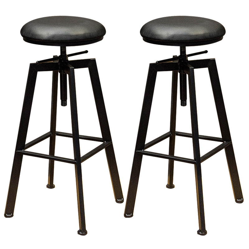 Round Seat Armless Bar Stool Modern Metal Legs Rotatable Bar Chair