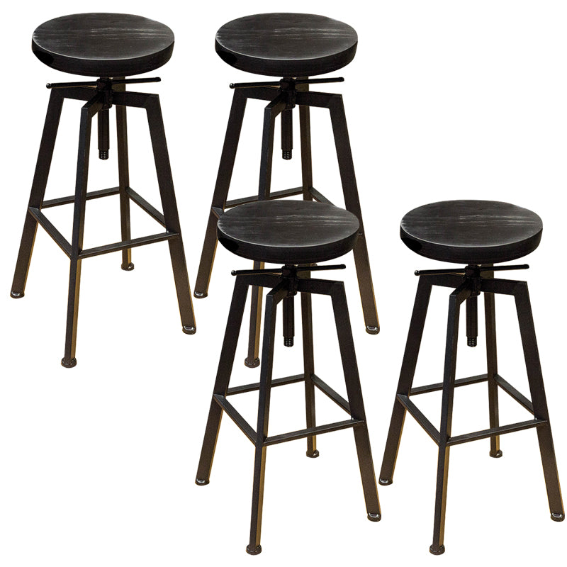 Round Seat Armless Bar Stool Modern Metal Legs Rotatable Bar Chair