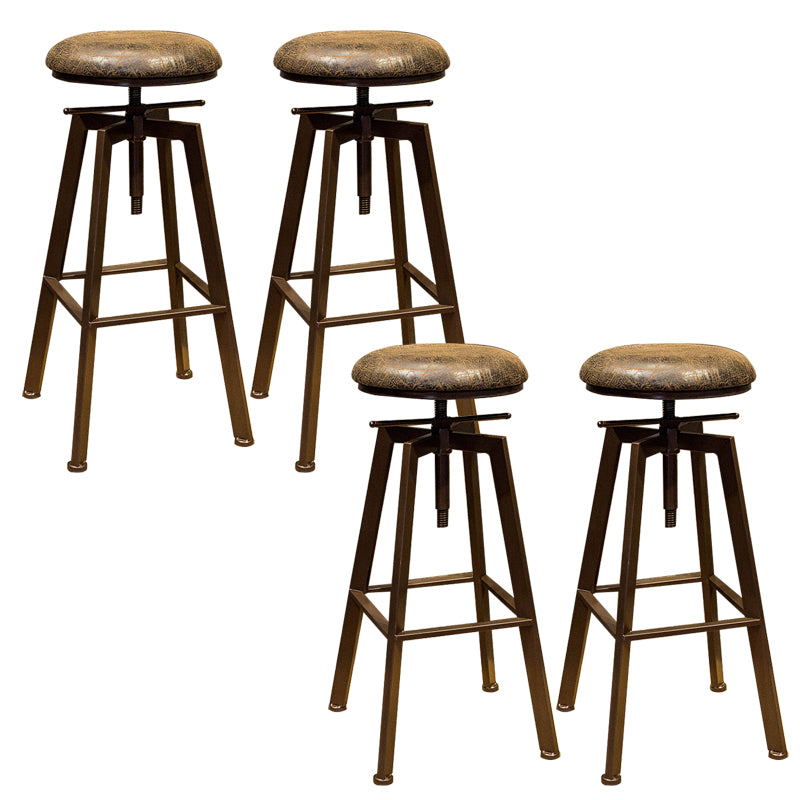 Round Seat Armless Bar Stool Modern Metal Legs Rotatable Bar Chair