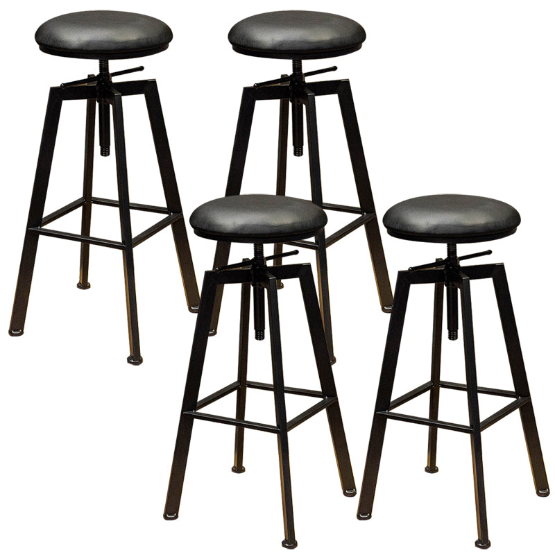 Round Seat Armless Bar Stool Modern Metal Legs Rotatable Bar Chair
