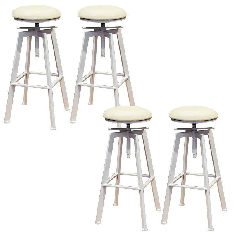 Round Seat Armless Bar Stool Modern Metal Legs Rotatable Bar Chair