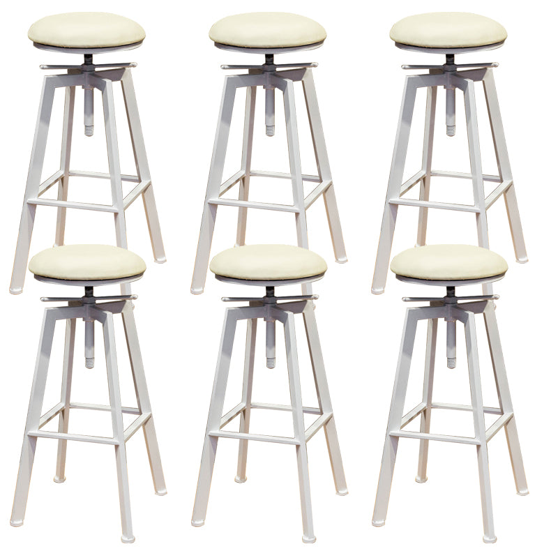 Round Seat Armless Bar Stool Modern Metal Legs Rotatable Bar Chair