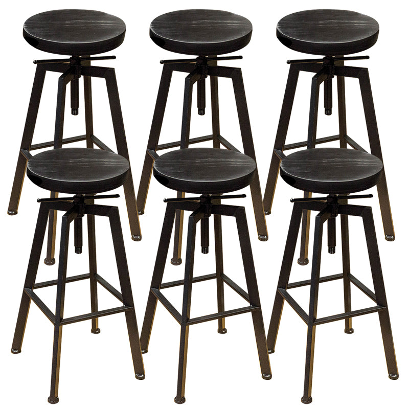 Round Seat Armless Bar Stool Modern Metal Legs Rotatable Bar Chair