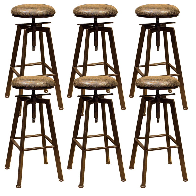 Round Seat Armless Bar Stool Modern Metal Legs Rotatable Bar Chair
