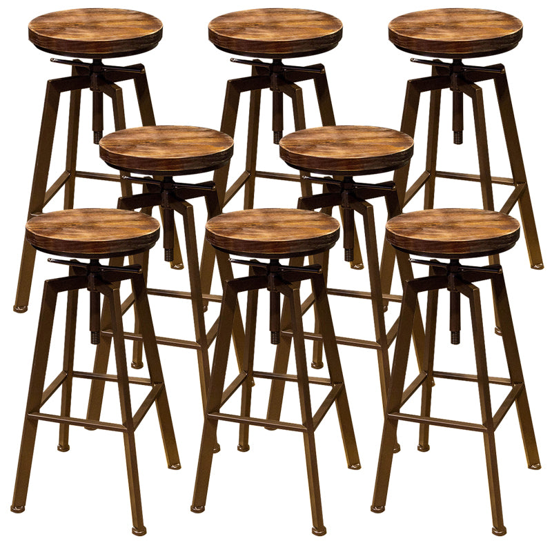 Round Seat Armless Bar Stool Modern Metal Legs Rotatable Bar Chair