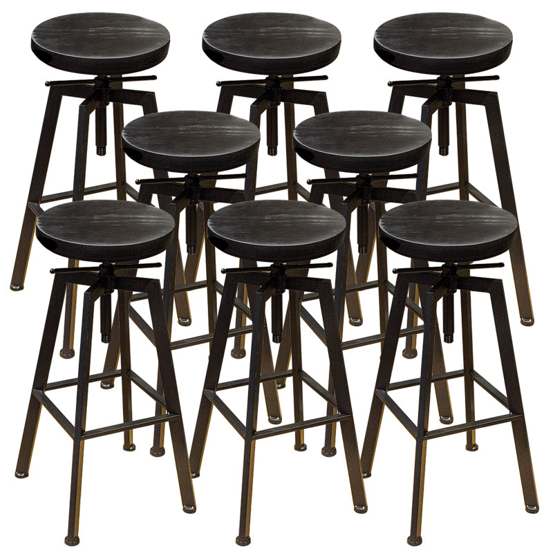 Round Seat Armless Bar Stool Modern Metal Legs Rotatable Bar Chair