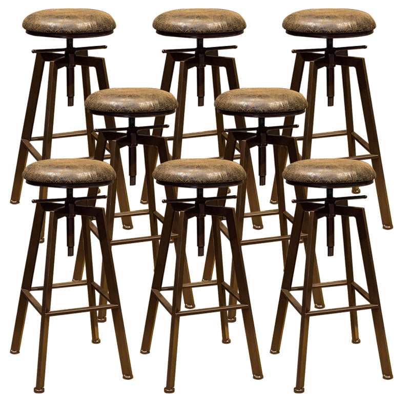Round Seat Armless Bar Stool Modern Metal Legs Rotatable Bar Chair