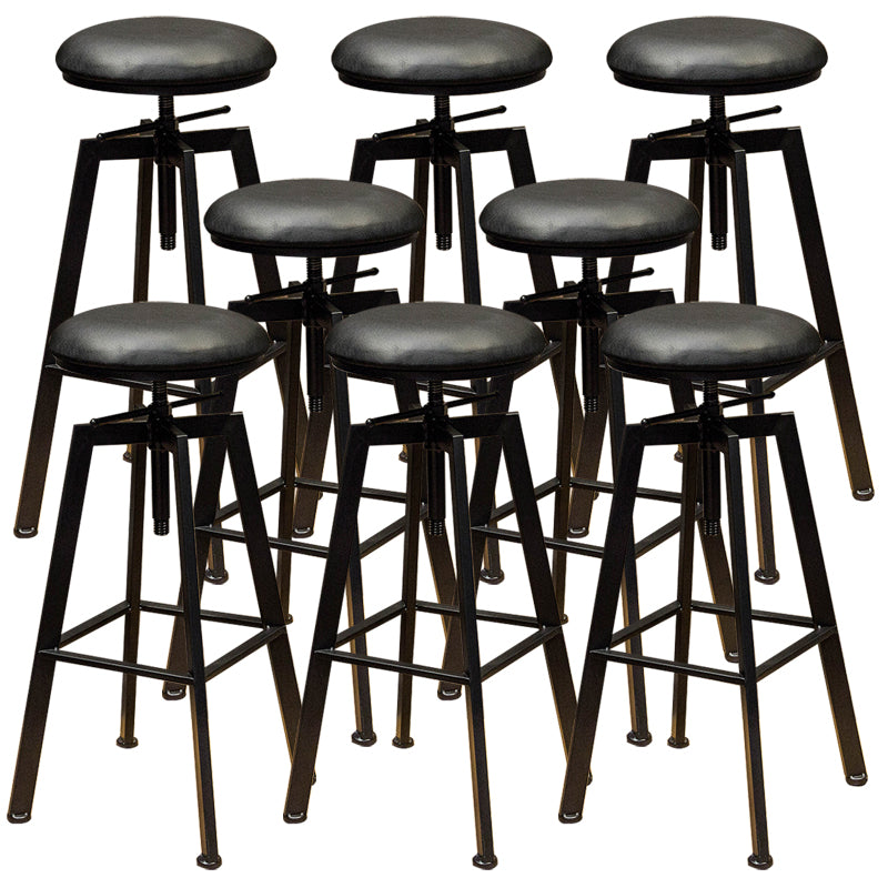 Round Seat Armless Bar Stool Modern Metal Legs Rotatable Bar Chair
