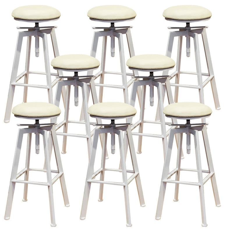 Round Seat Armless Bar Stool Modern Metal Legs Rotatable Bar Chair