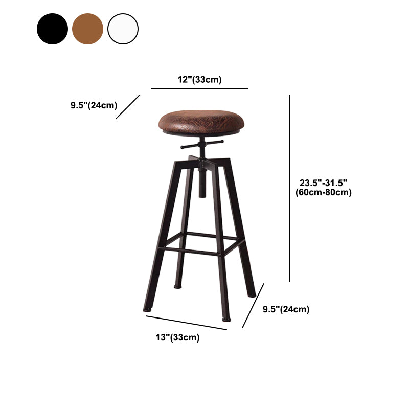 Round Seat Armless Bar Stool Modern Metal Legs Rotatable Bar Chair