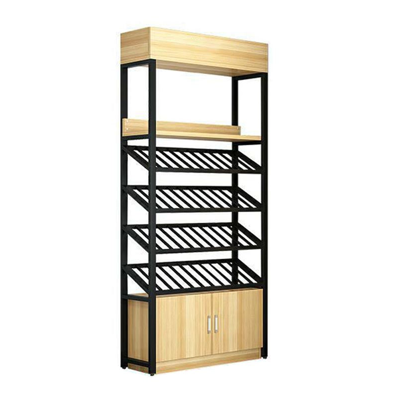 Industrial Floor Wine Rack Manufactured Wood Wine Jail with Shelf