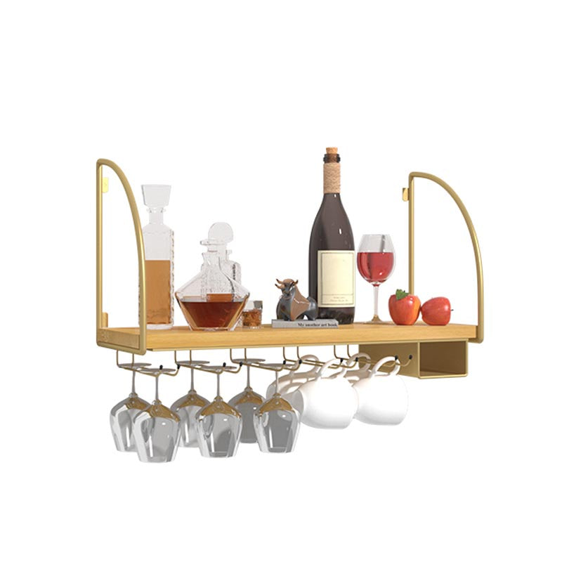 Wall Mounted Solid Wood Wine Bottle & Glass Rack Industrial Bottle Rack