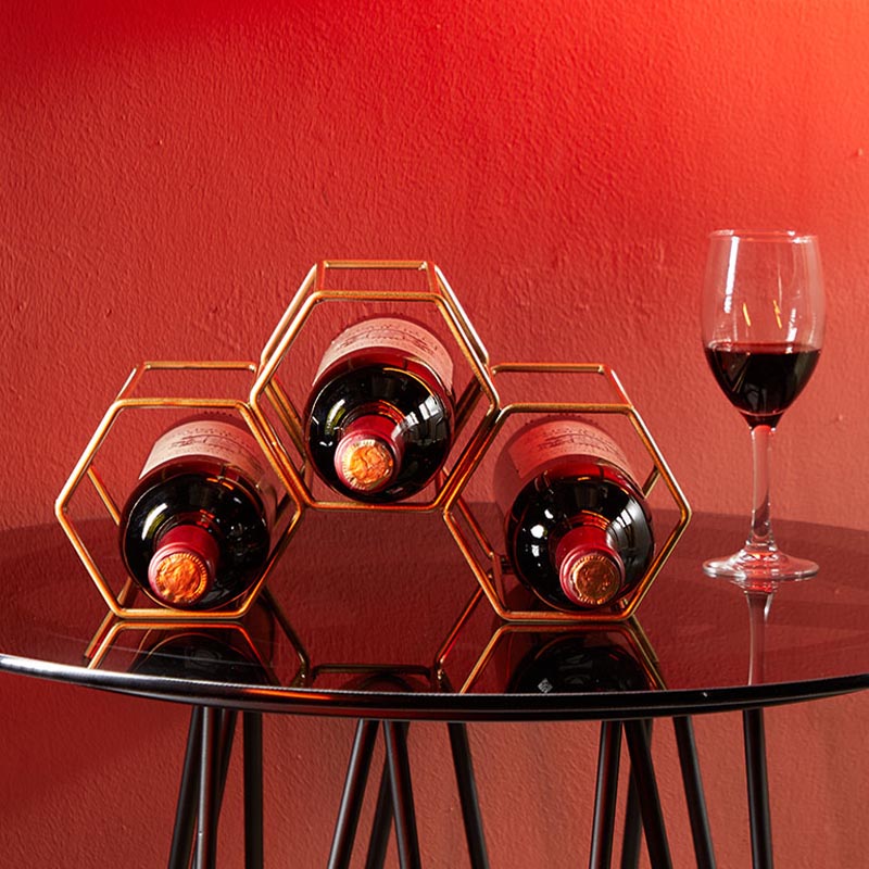 Luxury Round Wine Bottle Holder Tabletop Metal Bottle Holder