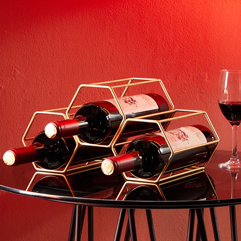 Luxury Round Wine Bottle Holder Tabletop Metal Bottle Holder