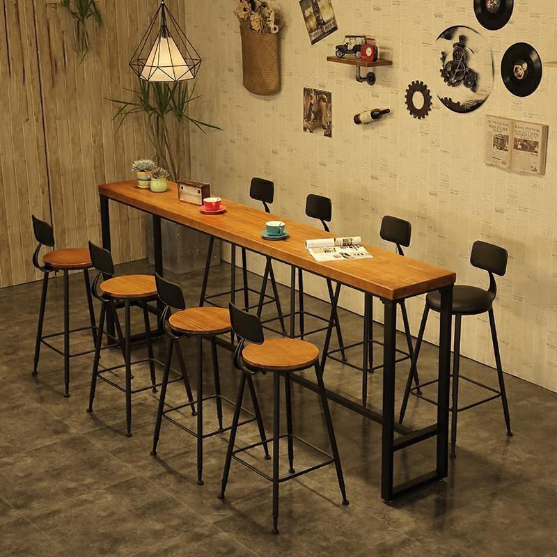 Industrial 1/4/5/9 Pieces Bar Table Set Rectangle Pine Wood Counter Table for Bar