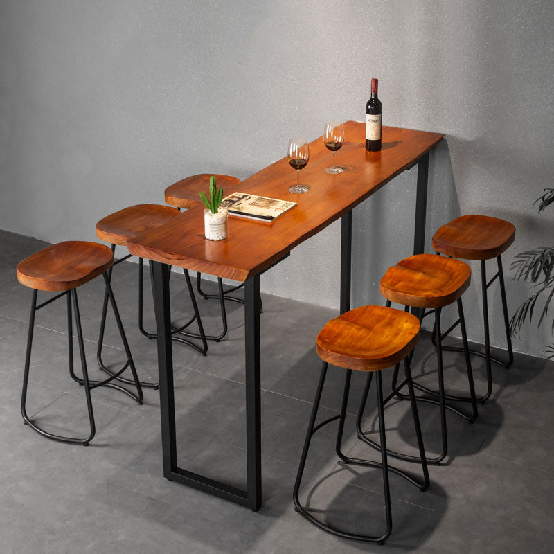 Industrial 1/2/7 Pieces Solid Wood Bar Table Set Rectangular Counter Set for Home Use