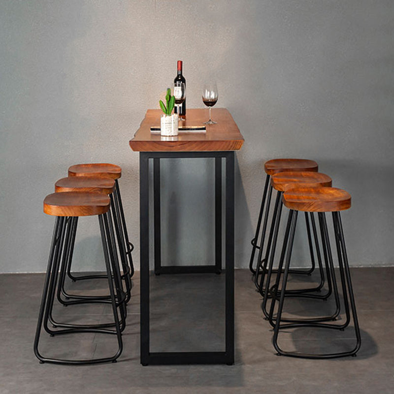 Industrial 1/2/7 Pieces Solid Wood Bar Table Set Rectangular Counter Set for Home Use