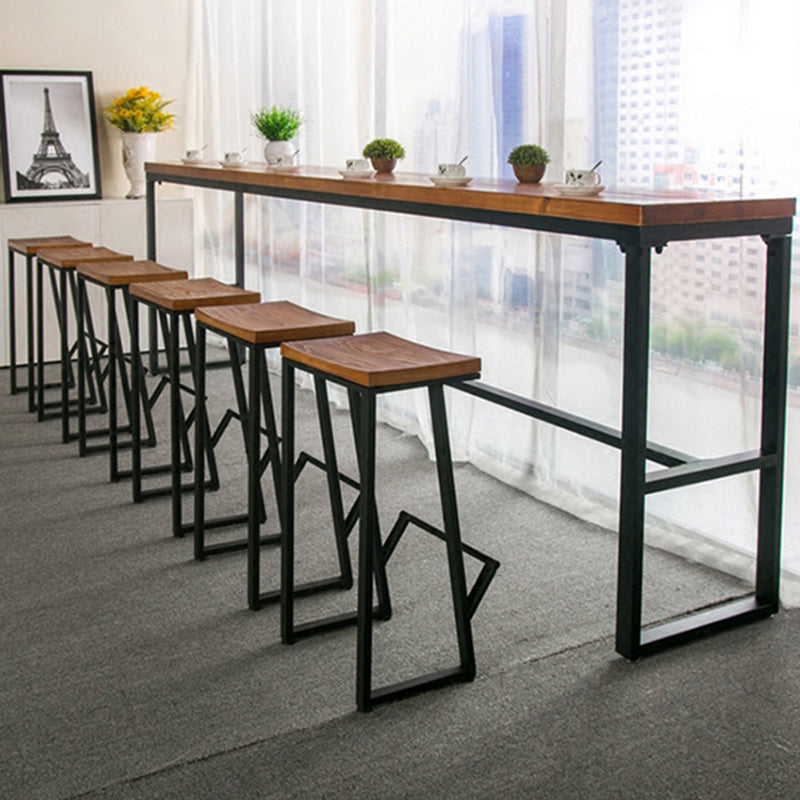 Modern Solid Wood Bar Set Coffee Shop 1/2/7 Pieces Rectangle Table and Stool Set