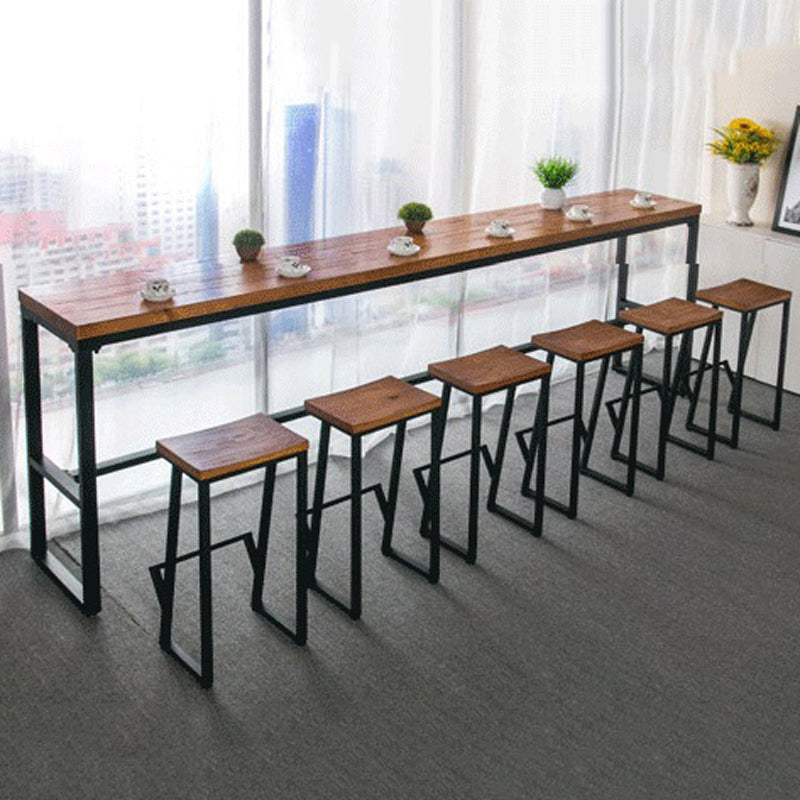 Modern Solid Wood Bar Set Coffee Shop 1/2/7 Pieces Rectangle Table and Stool Set