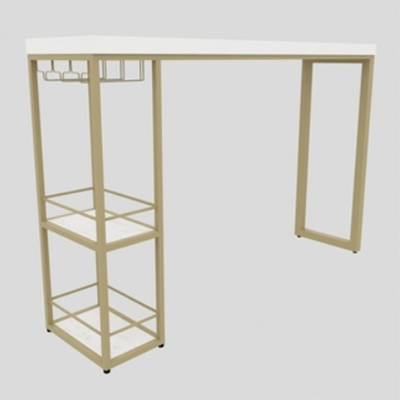 Glam 1/3 Pieces Bar Table Set Rectangle Stone Counter Table with Stools for Dining Room