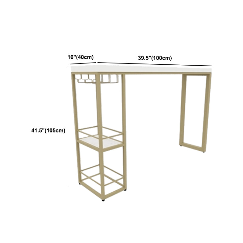 Glam 1/3 Pieces Bar Table Set Rectangle Stone Counter Table with Stools for Dining Room