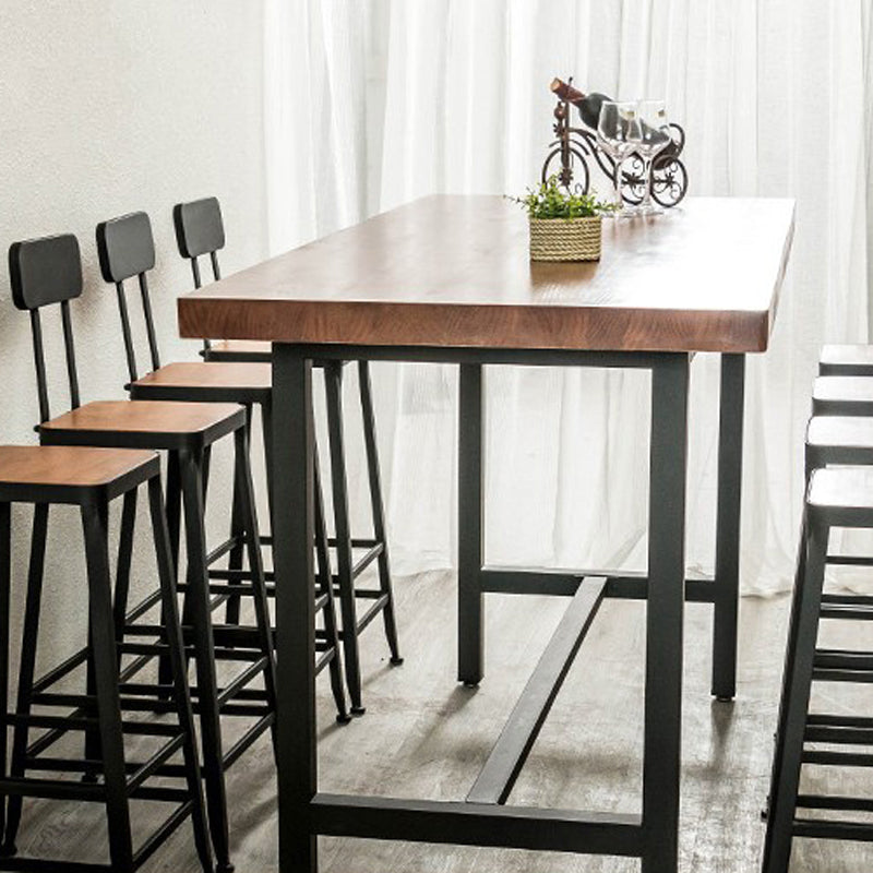 Industrial 1/2/9 Pieces Solid Wood Bar Table Set Rectangular Counter Set for Home Use