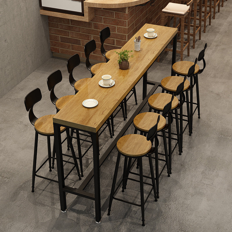 Modern 1/4/6/11 Pieces Bar Table Set Rectangle Pine Wood Counter Table with High Stools